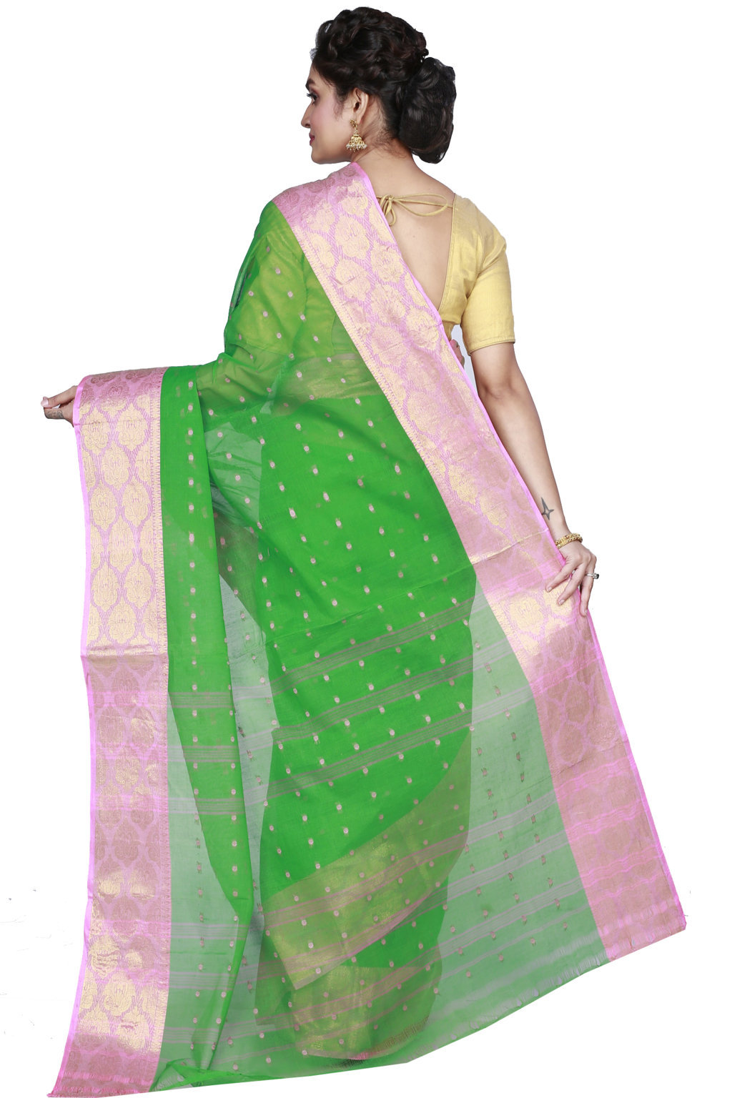 Green Pure Cotton Asmani Tant Saree (184)